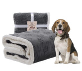 Qeils waterproof blanket with paw-print flannel top for cozy pet lounging