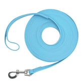 Qiaosite waterproof dog leash in sky blue shows 15ft length for recall training