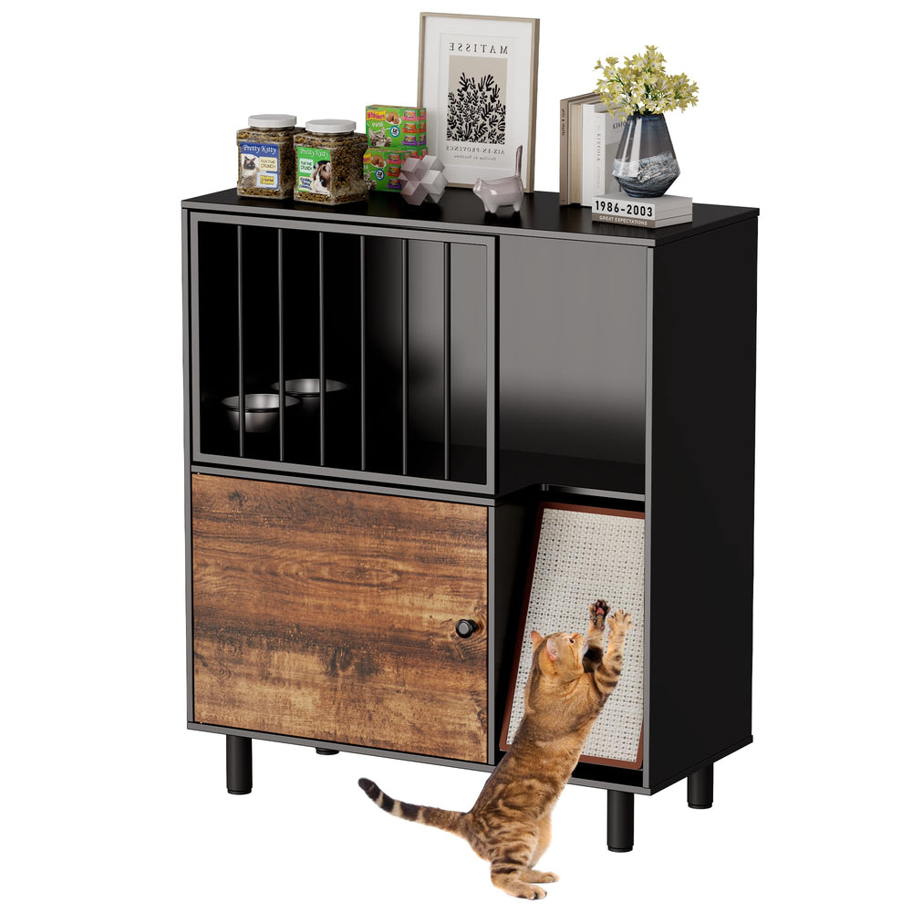 Qiaoxuan dog-proof cat feeding station with profile view, emphasizing the anti-dog access feature