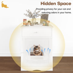 Qiaoxuan litter box enclosure drawer storage for cat food and essentials