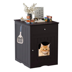 Qiaoxuan Litter Box Enclosure front view shows discreet cat bathroom design.