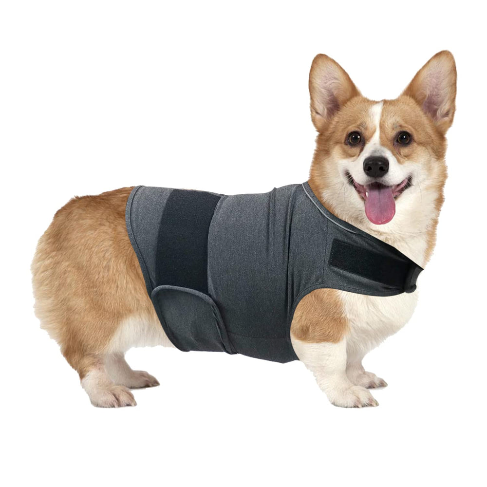 QIYADIN dog anxiety relief shirt front view showing calm posture for fireworks