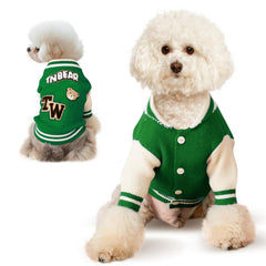 Qincycle small dog sweater with winter green bear design for cozy warmth during walks.