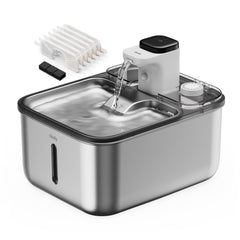 Qinliy automatic stainless steel cat water fountain front view for indoor placement