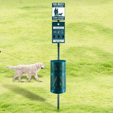 Qinyoung dog waste station front view demonstrates durable galvanized steel for reliable outdoor use.