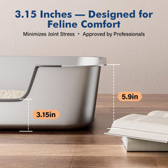 Qiuma stainless steel cat litter box easy-clean surface enables fast maintenance.