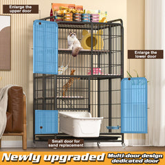 QJXX multi-tier cat cage folded-compact design for simple storage