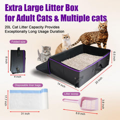 QmLoinDetail foldable travel litter box shown for easy compact storage