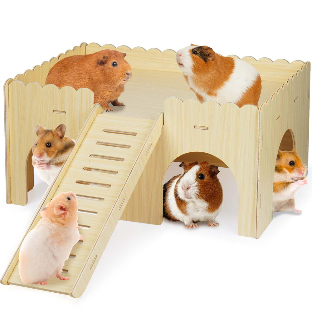 Qorviana large guinea pig hideout assembly enables quick setup for busy pet owners.