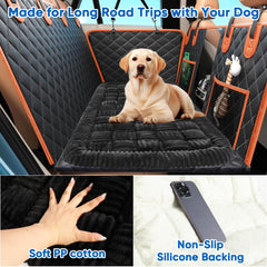 QPK Dog Car Bed plush PP cotton delivers soft comfort on long drives