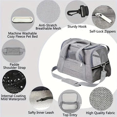 QQLe pet carrier folded-flat design saves space for under-bed storage.
