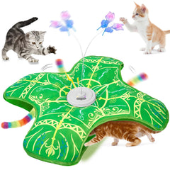 Qraxond butterfly green toy engages cats with fluttering motion for active play.