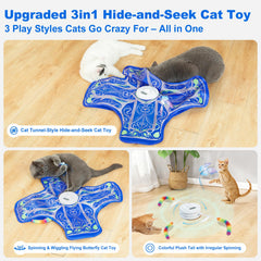 Qraxond interactive cat toy butterfly rotation—realistic flutter to boost hunting instincts.
