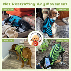 QUEARN dog recovery suit underbelly pocket close-up shows protected area and diaper compatibility