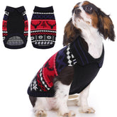 Queenmore Christmas dog sweater lapel design keeps small dogs warm and stylish during winter photoshoots