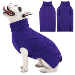 Queenmore Christmas dog sweater orchid front view delivers warm comfort for small dogs.