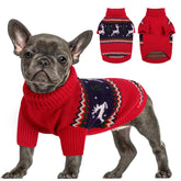 Queenmore Christmas Dog Sweater red knit front view for cozy warmth