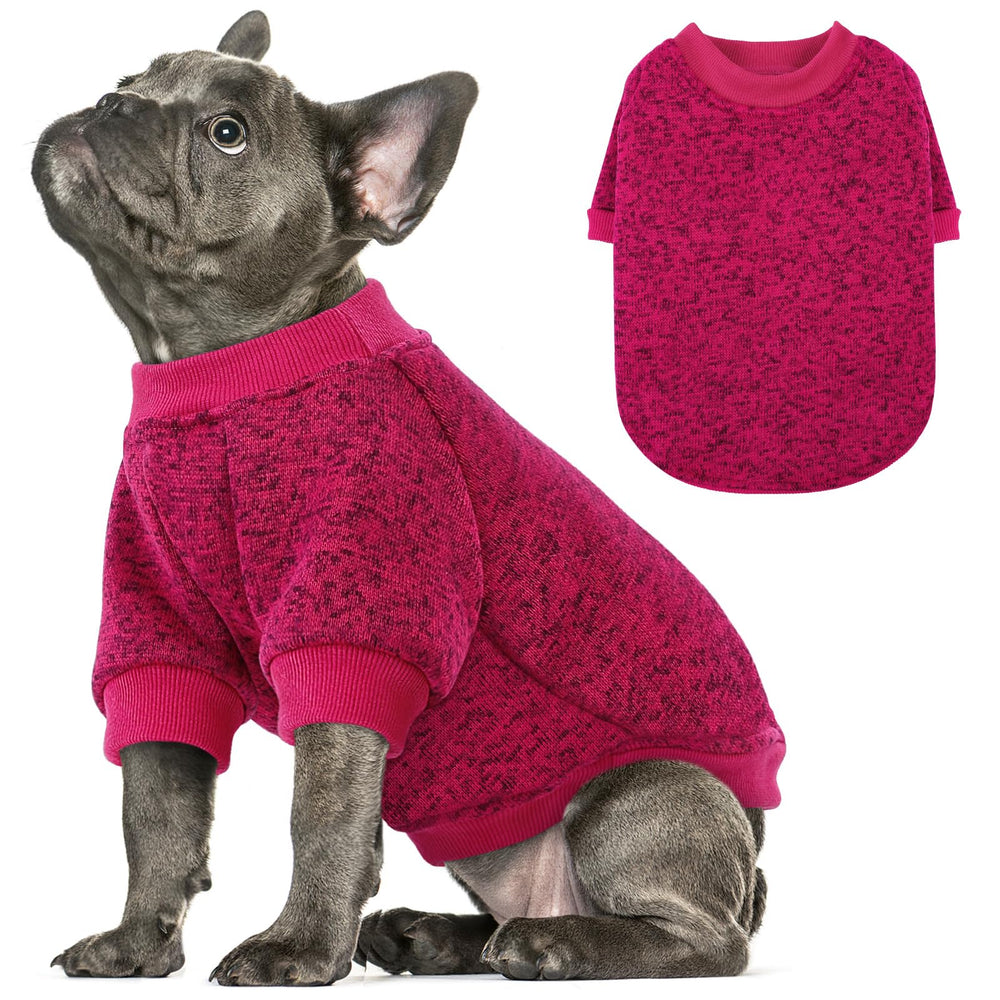 Queenmore dog fleece sweater front view red keeps small dogs warm and stylish