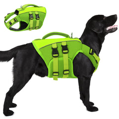 Queenmore dog life jacket 2XL green boosts buoyancy for large dogs during swimming