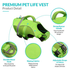 Queenmore life jacket features rescue handle for easy lift from water.