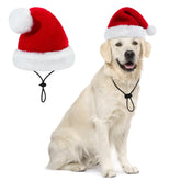Queenmore Dog Santa Hat shows soft plush red velvet for a festive look.
