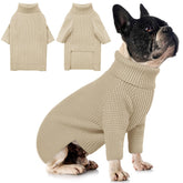 Queenmore dog sweater apricot XS front view with cozy turtleneck warmth