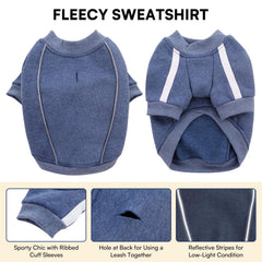 Queenmore dog sweater blue chest close-up demonstrates breathable thermal cotton comfort