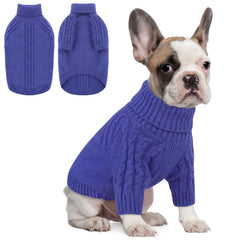 Queenmore dog sweater knit turtleneck front view shows warm stretch knit for winter walks.