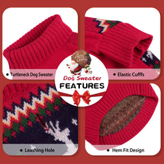 Queenmore dog sweater leash-hole back view enables easy outdoor leash access.
