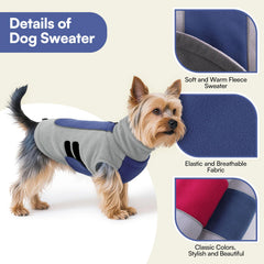 Queenmore fleece dog sweater close-up shows soft micro-elastic fabric for warmth.