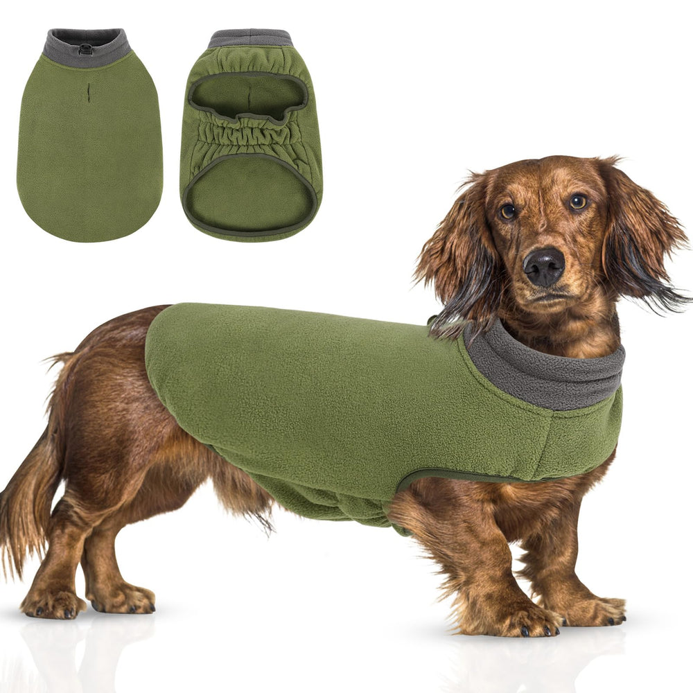 Queenmore Dog Sweater with soft fleece provides cozy warmth on cold walks.
