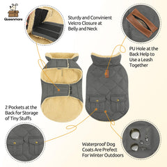 Queenmore dog winter coat with leash hole for hands-free walking.
