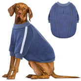Queenmore fleece dog sweater blue side view shows cozy warmth for daily walks