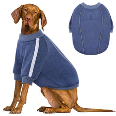 Queenmore fleece dog sweater blue side view shows cozy warmth for daily walks