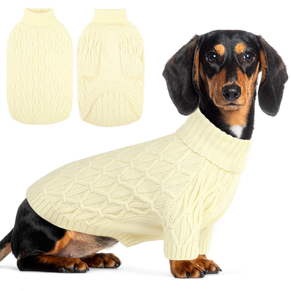 Queenmore knitted XS dog sweater close-up knit shows soft warmth for chilly days.