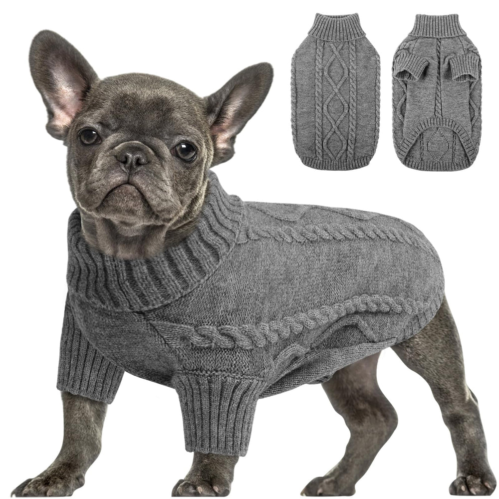 Queenmore small dog pullover in slate grey keeps your pup warm on chilly walks