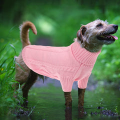 Queenmore blueish-grey front view showcases classic cable knit and belly wrap