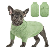 Queenmore small dog pullover sweater green front view for cozy warmth