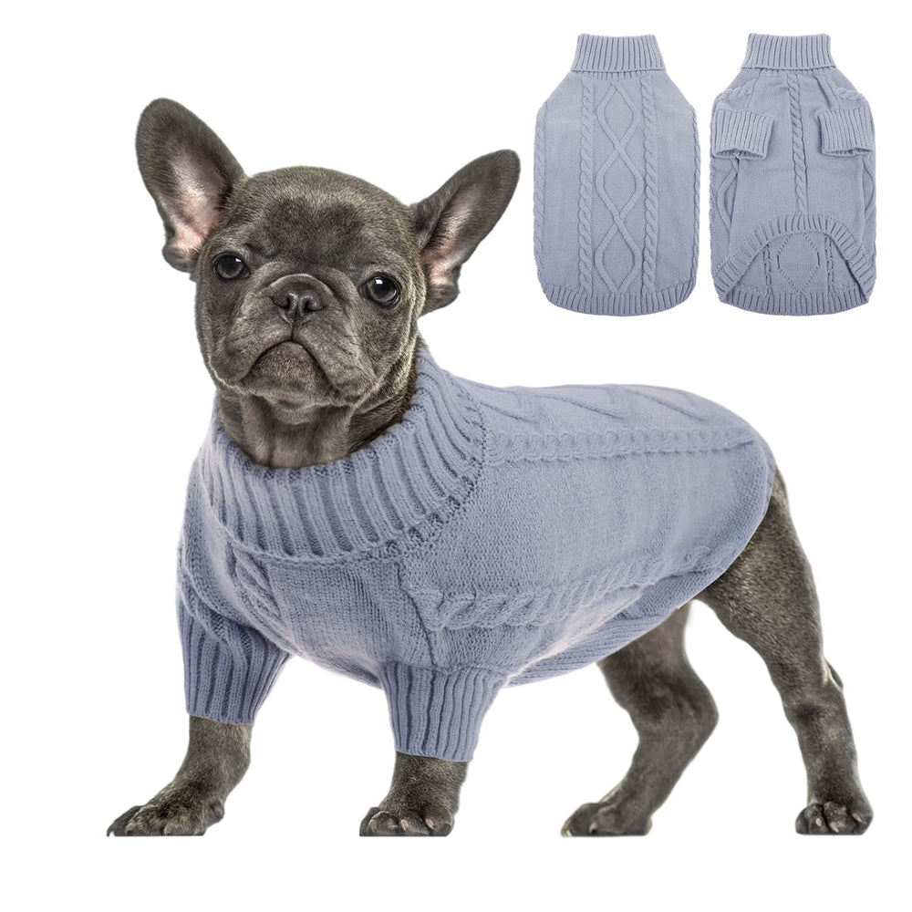 Queenmore small dog pullover sweater grey turtleneck for warm outdoor walks.