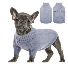 Queenmore small dog pullover sweater grey turtleneck for warm outdoor walks.