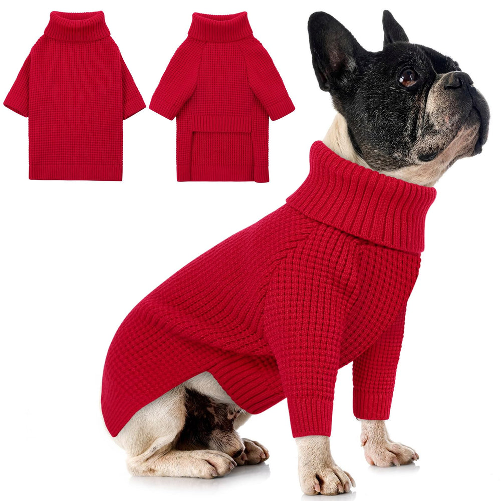 Queenmore turtleneck plaid dog sweater offers cozy warmth for daily walks.