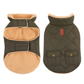 Queenmore warm coat green front view shows quilted warmth for cold walks