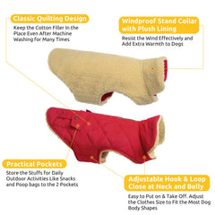 Queenmore warm coat with leash-hole design keeps your dog close during outings.