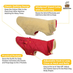 Queenmore warm dog coat back pocket showing convenient snack storage.