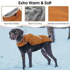 Queenmore leash-hole jacket side view demonstrating easy leash access during walks.
