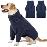 Queenmore XL dog sweater navy blue front view showing cozy knit warmth for large dogs