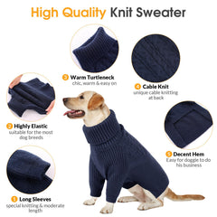 Queenmore XL dog sweater navy blue material closeup reveals soft fleece texture for cozy warmth