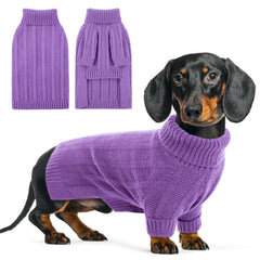 Queenmore XSmall dog sweater purple close-up showing winter warmth for small dogs