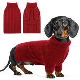 Queenmore XSmall dog sweater red XS front view for winter warmth during outdoor strolls