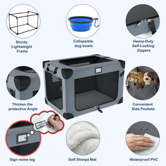 QUIBBLICK 36in soft dog crate tool-free setup for quick assembly.